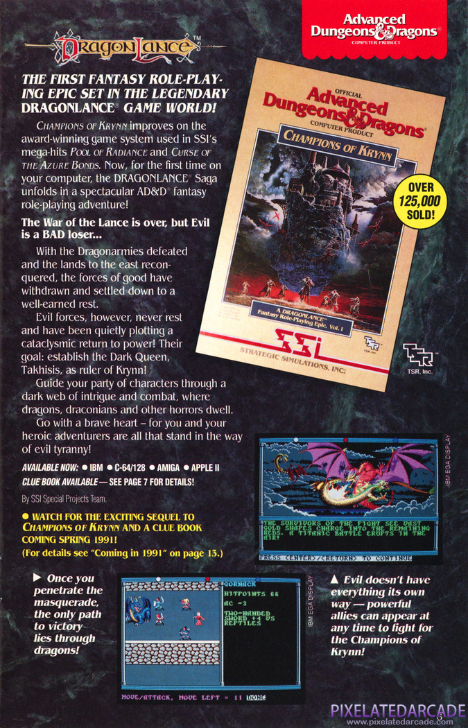 Champions of Krynn Advertisement: SSI 1991 product catalog