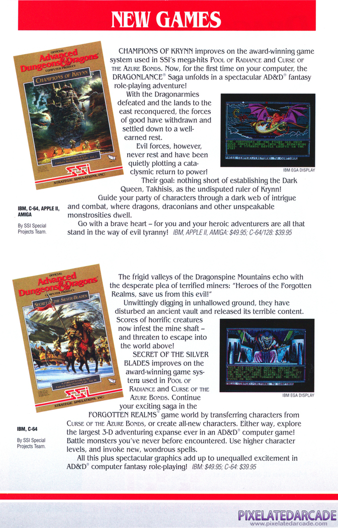 Champions of Krynn Advertisement: SSI 1990 Spring/Summer product catalog supplement