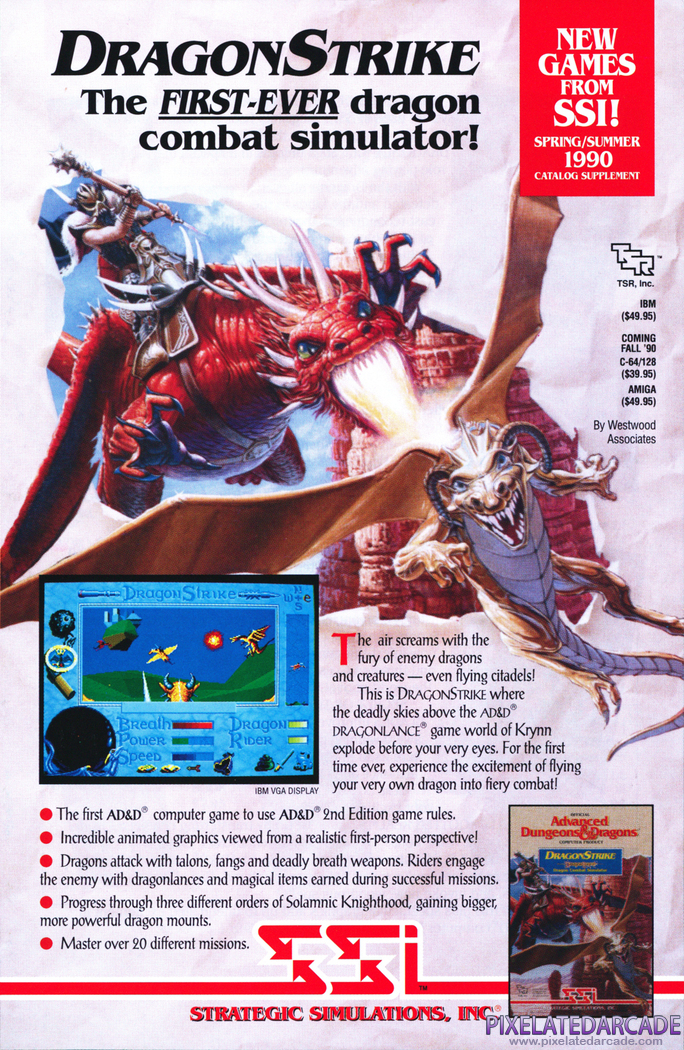 DragonStrike Advertisement: SSI Spring/Summer 1990 product catalog supplement