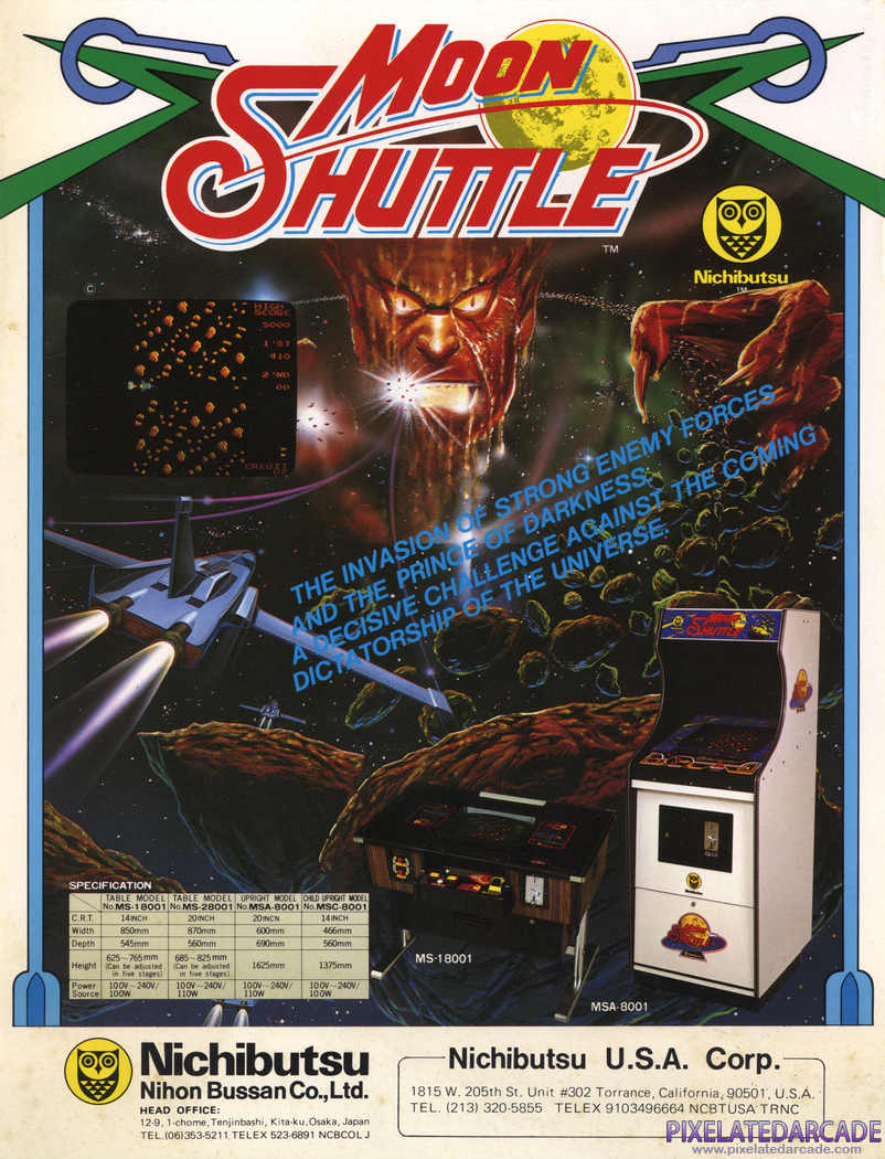 Moon Shuttle Advertisement: Moon Shuttle flyer (Nichibutsu version) - Front