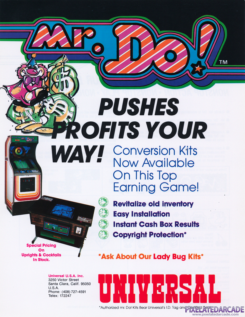 Mr. Do! Advertisement: Mr. Do! arcade flyer - Front
