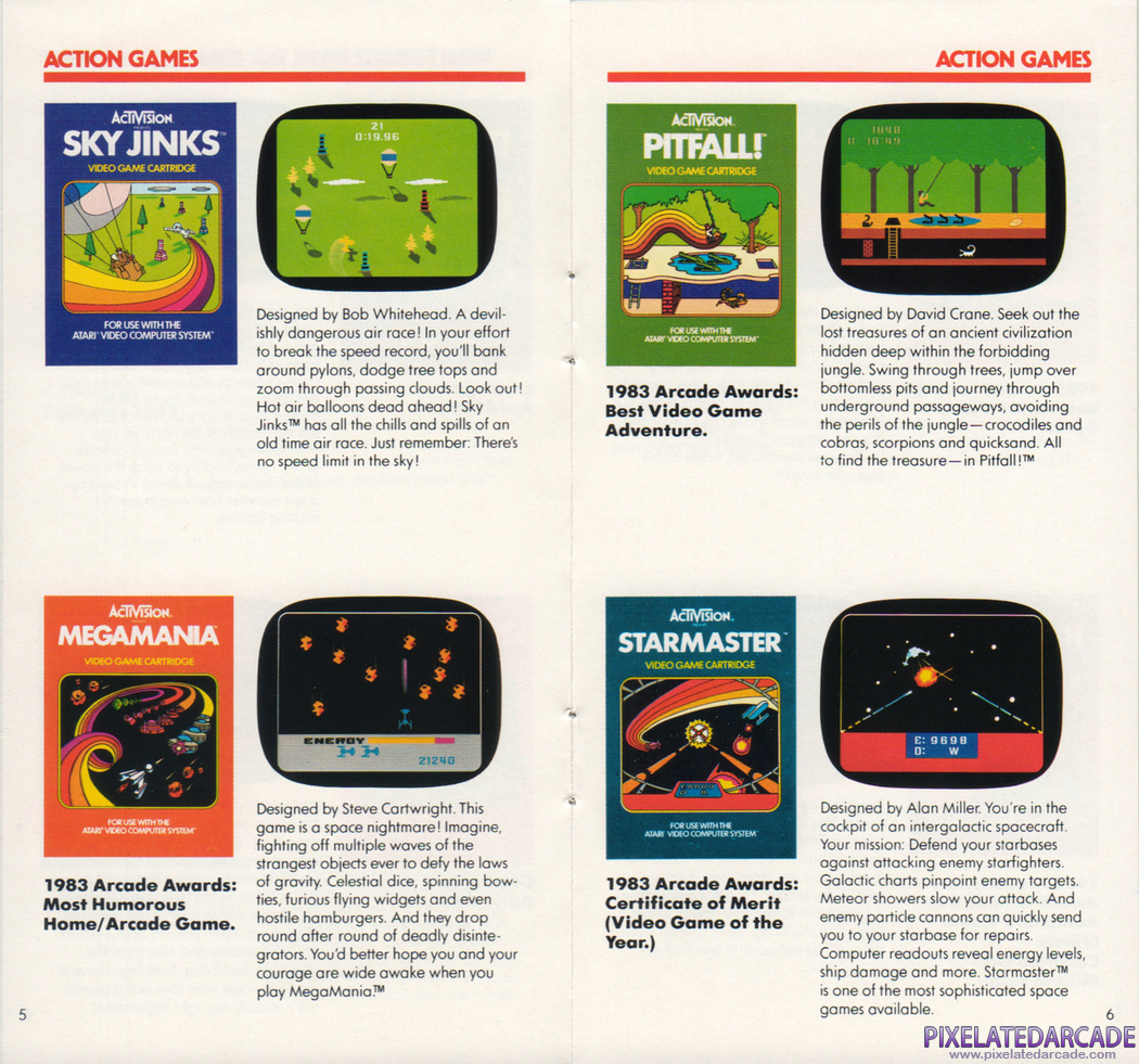 Pitfall! Advertisement: Activision Winter/Spring 1983 product catalog