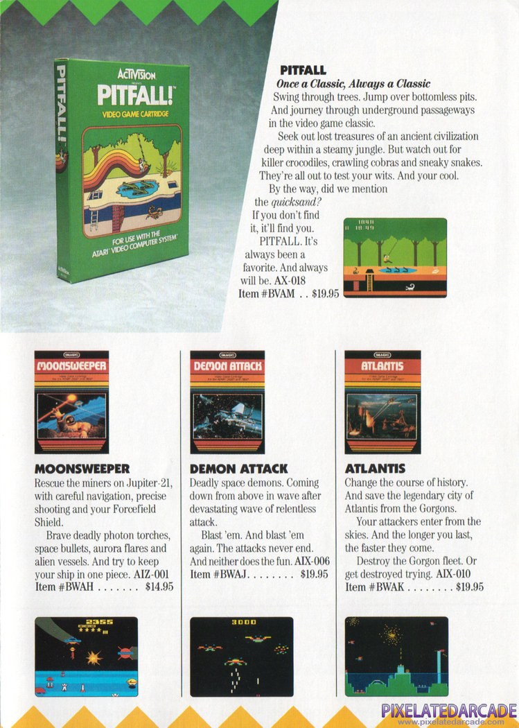 Pitfall! Advertisement: Pitfall! in the Mediagenic product catalog