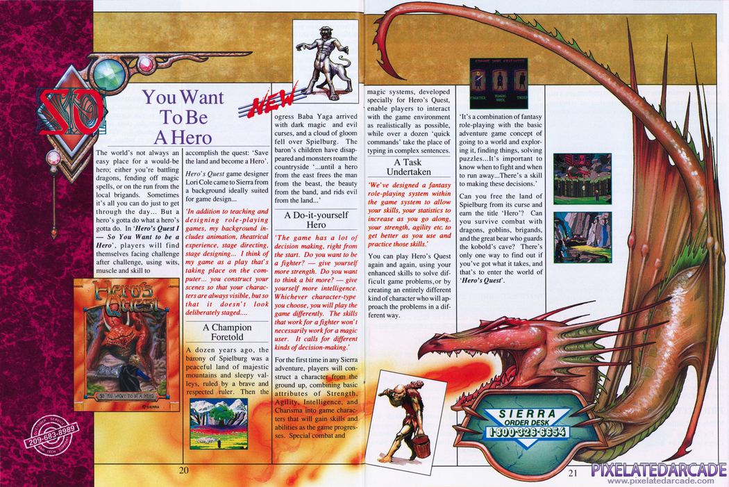 Hero's Quest: So You Want To Be A Hero Advertisement: Sierra Tenth Anniversary product catalog