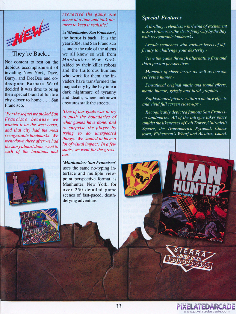 Manhunter 2: San Francisco Advertisement: Sierra Tenth Anniversary product catalog