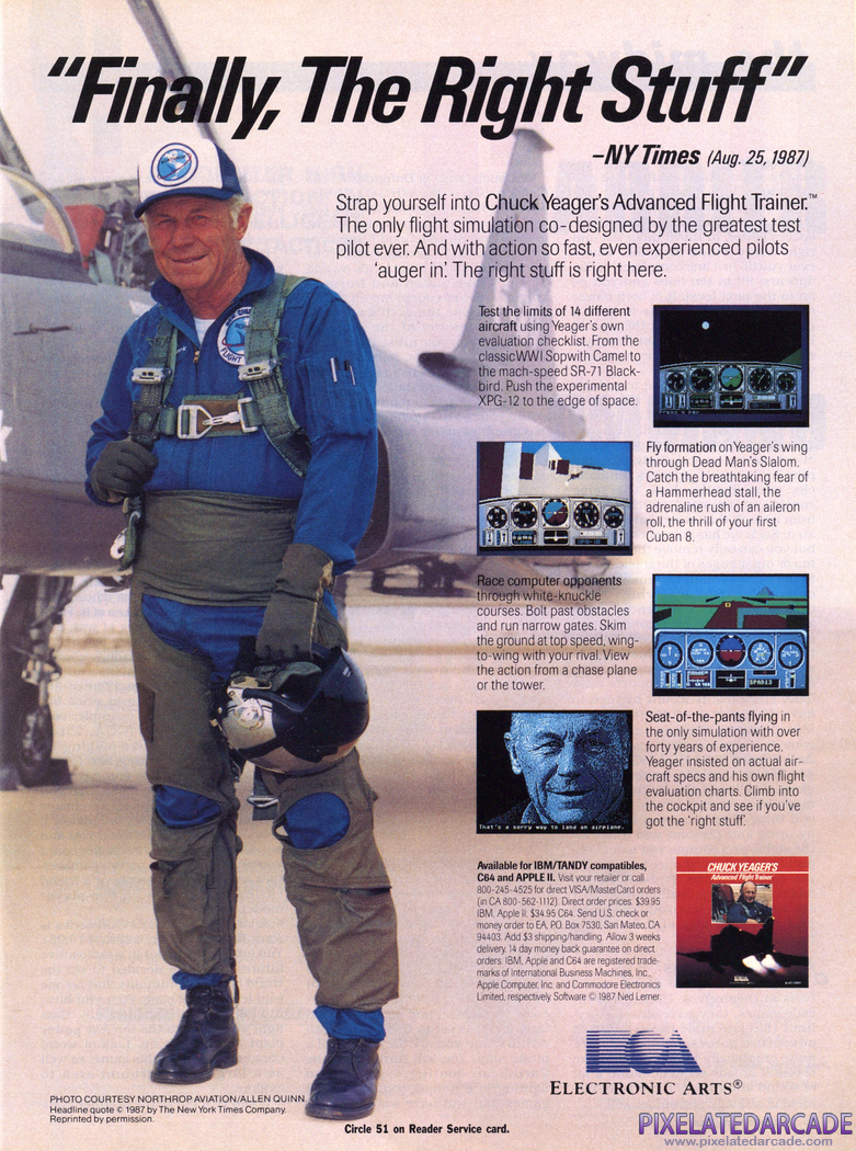 Chuck Yeager's Advanced Flight Simulator Advertisement: Fall 1988 magazine ad