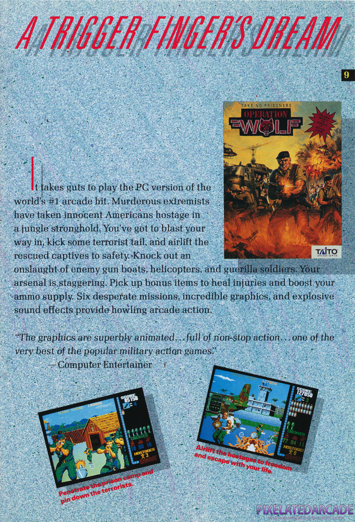 Operation Wolf Advertisement: Taito 1990 product catalog