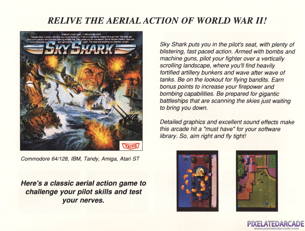Sky Shark Advertisement: Taito 1988 product catalog