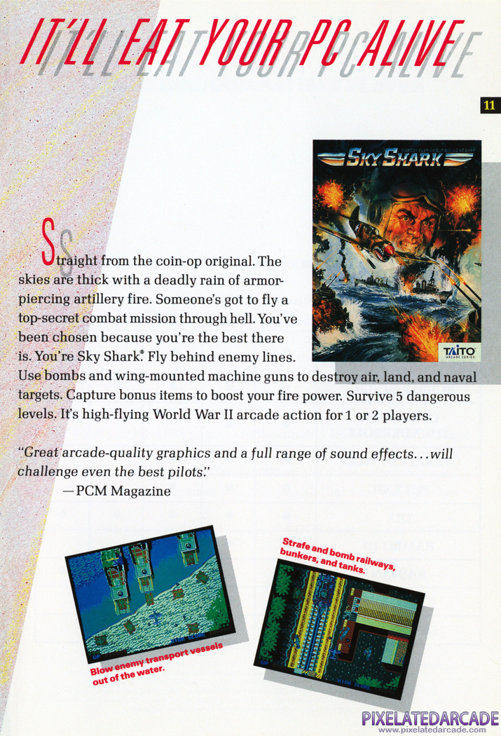 Sky Shark Advertisement: Taito 1990 product catalog