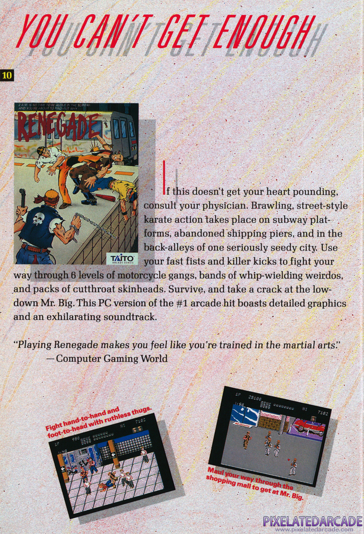 Renegade Advertisement: Taito 1990 product catalog