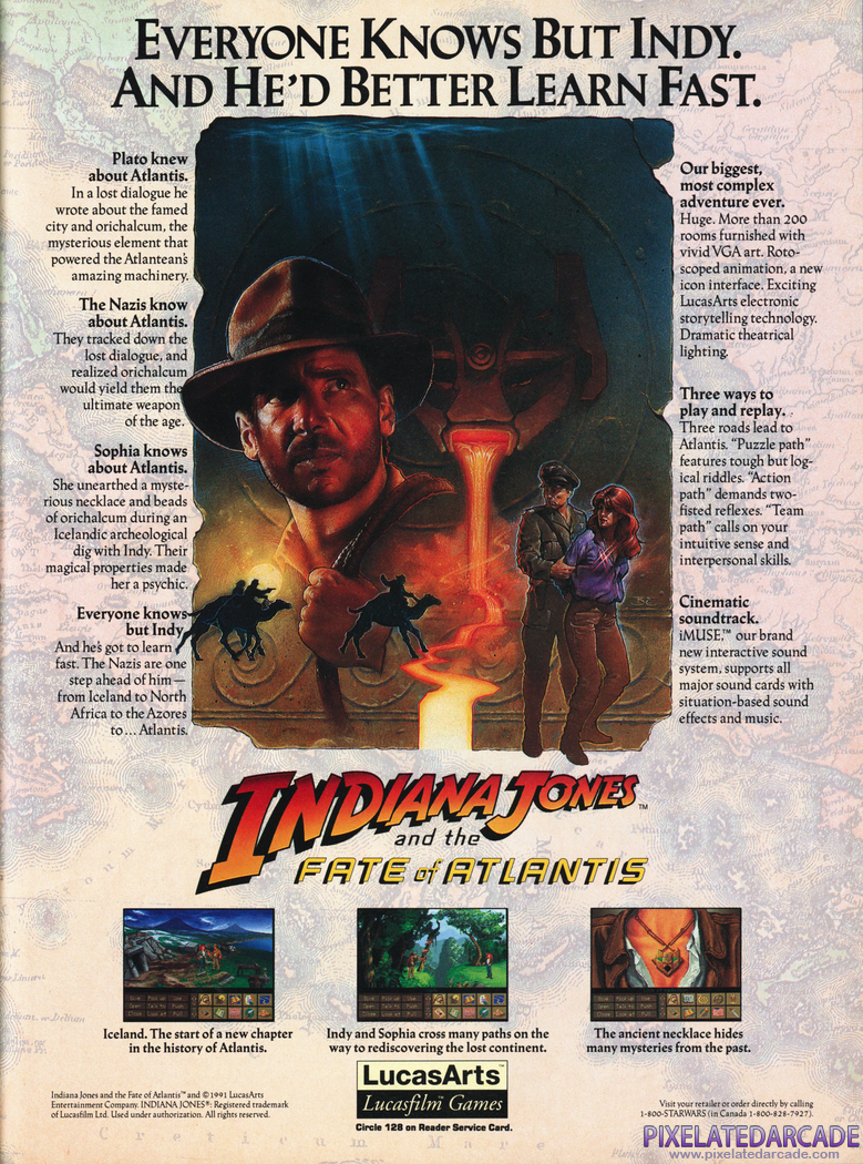 Indiana Jones and the Fate of Atlantis Advertisement: November 1991 magazine ad