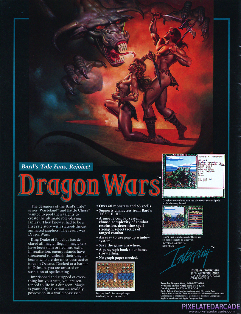 Dragon Wars Advertisement: August 1989 magazine ad