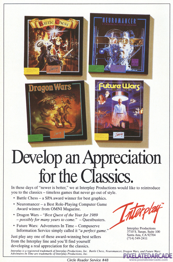 Dragon Wars Advertisement: Interplay January 1991 magazine ad