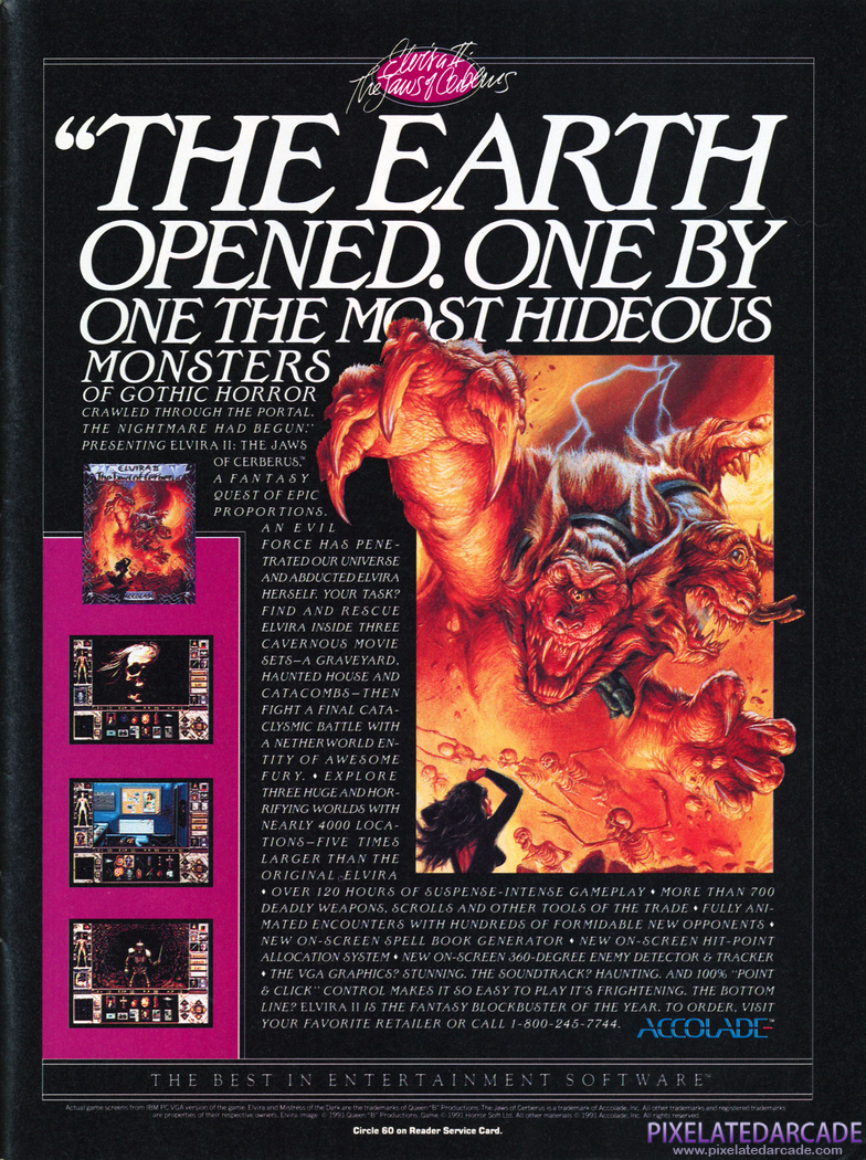 Elvira II: The Jaws of Cerberus Advertisement: November 1991 magazine ad