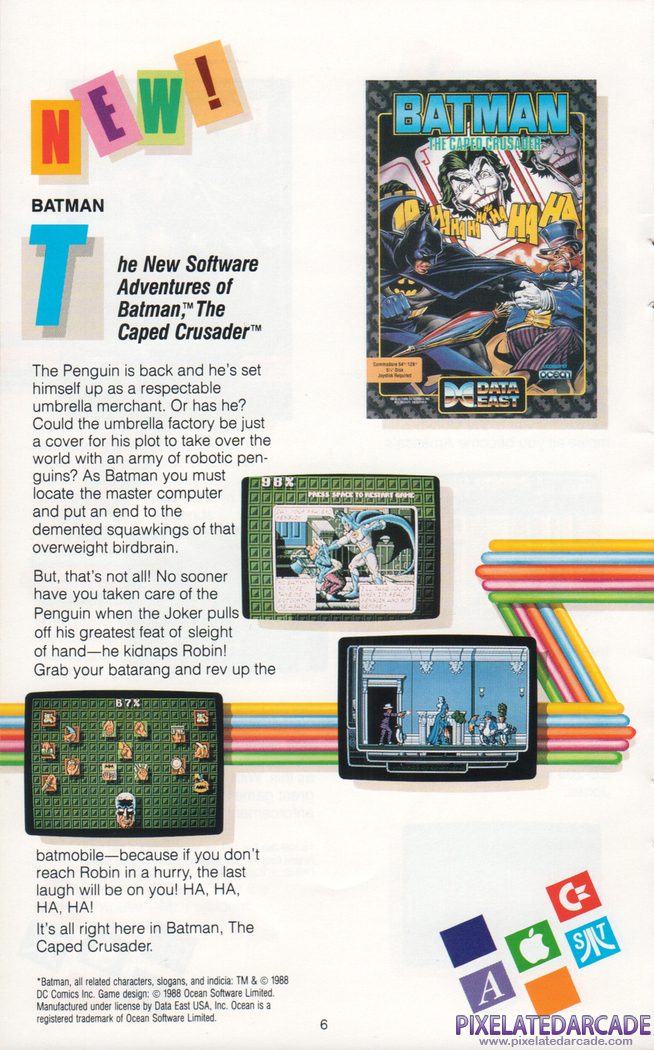 Batman: The Caped Crusader Advertisement: Data East 1989 product catalog