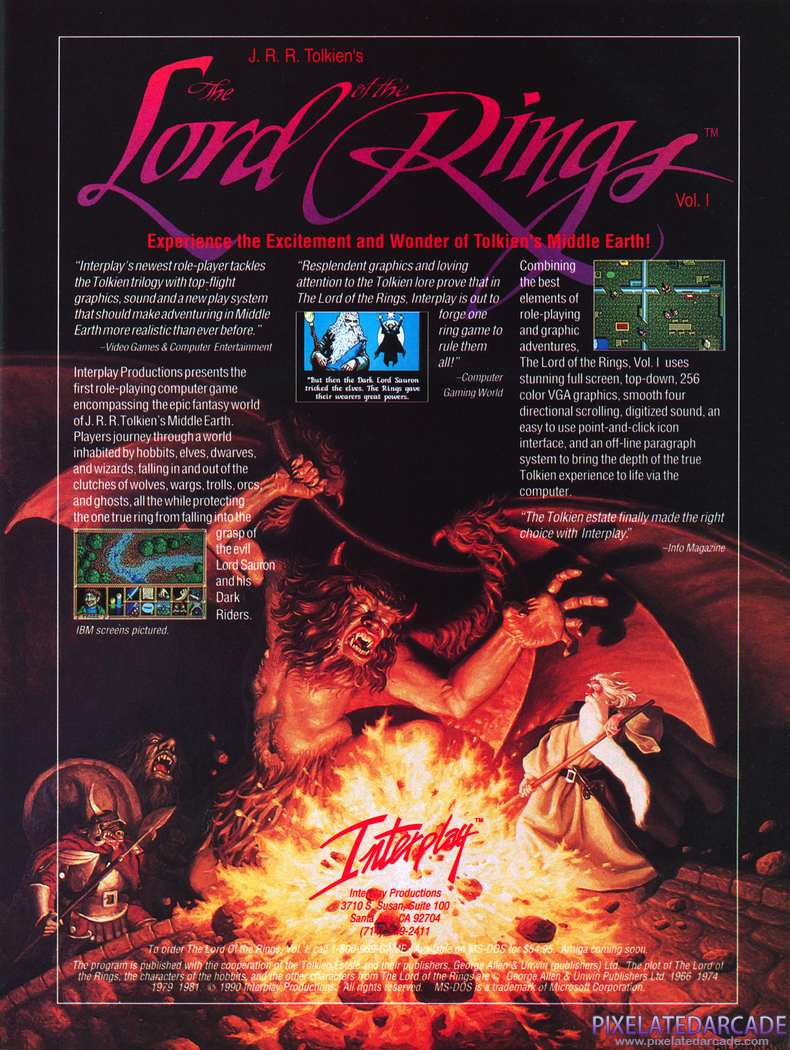 J.R.R. Tolkien's The Lord of the Rings, Vol. I Advertisement: December 1990 magazine ad J.R.R. Tolkien's The Lord of the Rings, Vol. I Advertisement: December 1990 magazine ad