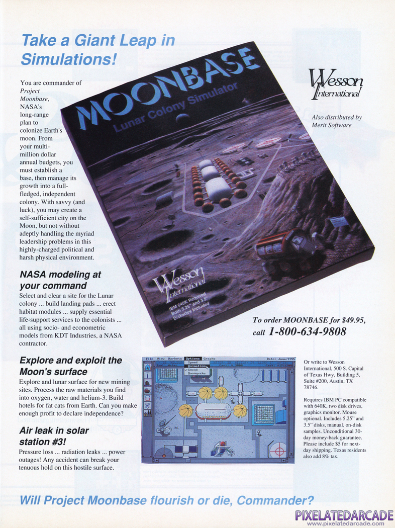 Moonbase Advertisement: December 1990 magazine ad