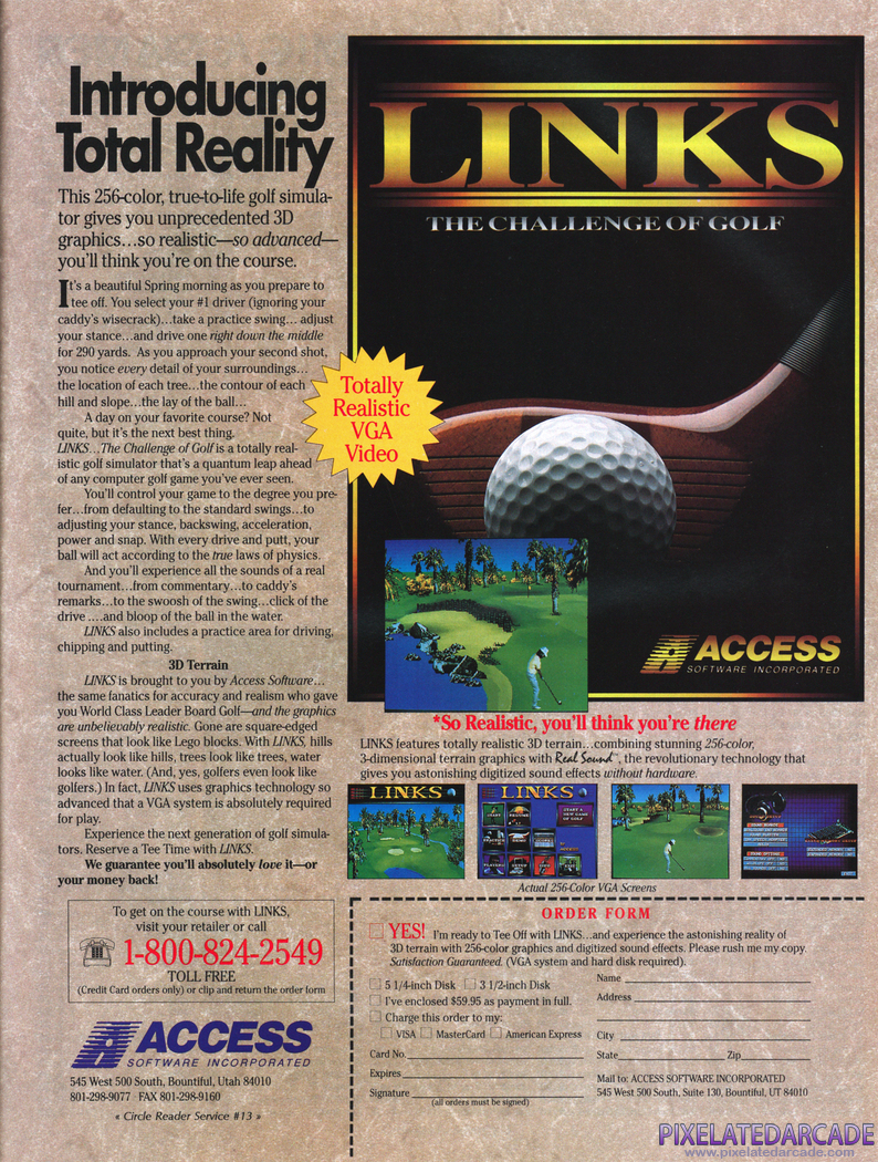 Links: The Challenge of Golf Advertisement: December 1990 magazine ad