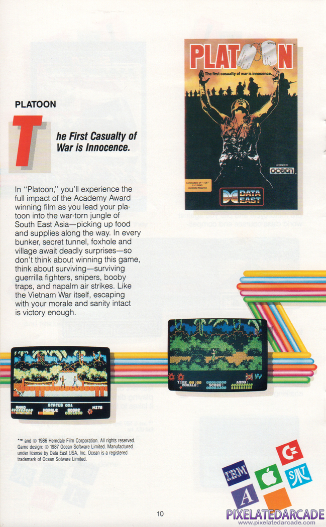 Platoon Advertisement: Data East 1989 product catalog