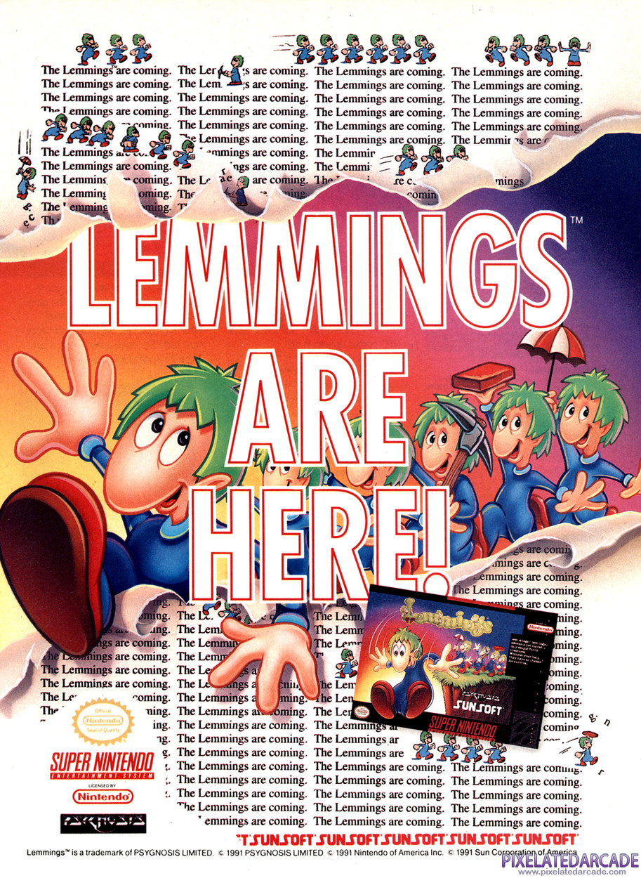 Lemmings Advertisement: March 1992 magazine ad