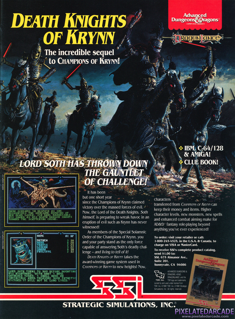 Death Knights of Krynn Advertisement: April 1991 magazine ad