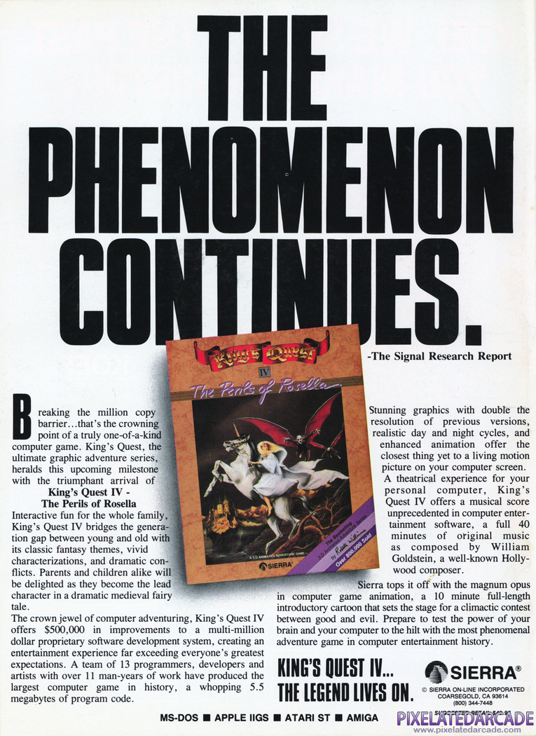 King's Quest IV: The Perils of Rosella Advertisement: April 1989 magazine ad