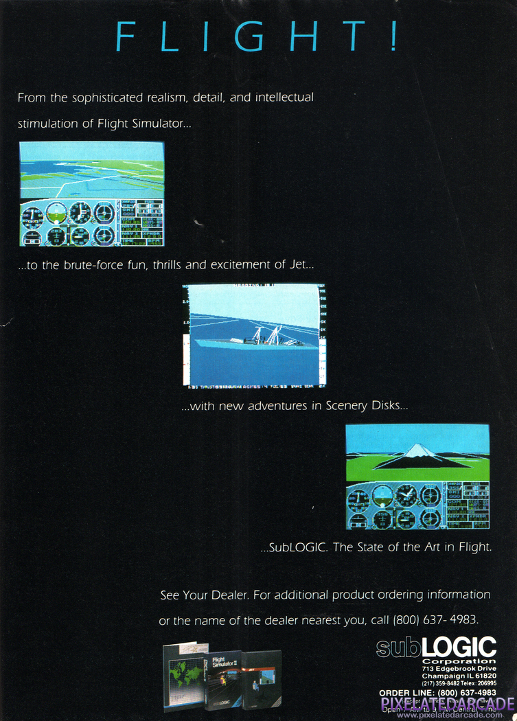 Jet Advertisement: SubLOGIC advertisement in Compute! magazine, August 1987