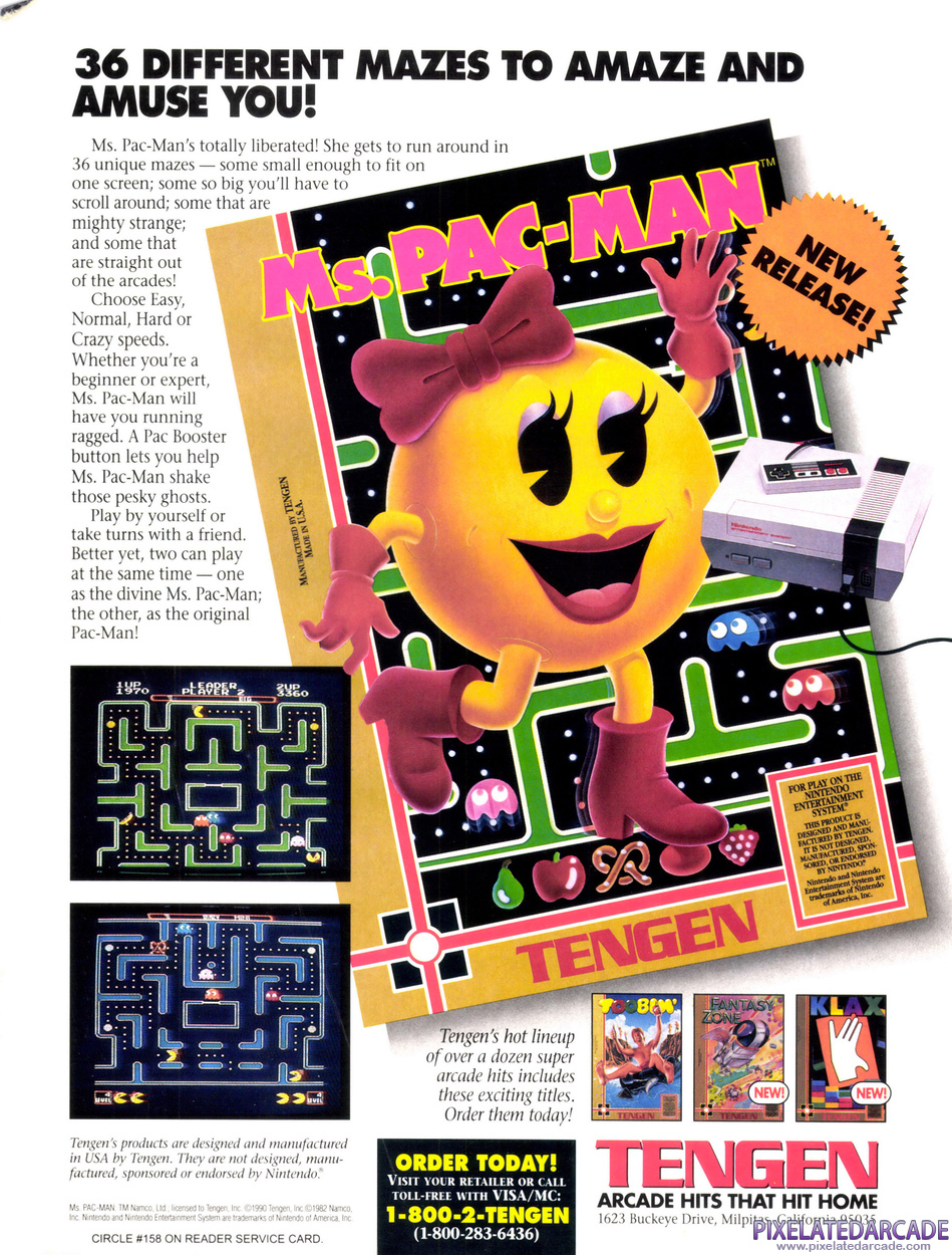 Ms. Pac-Man Advertisement: August 1990 magazine ad