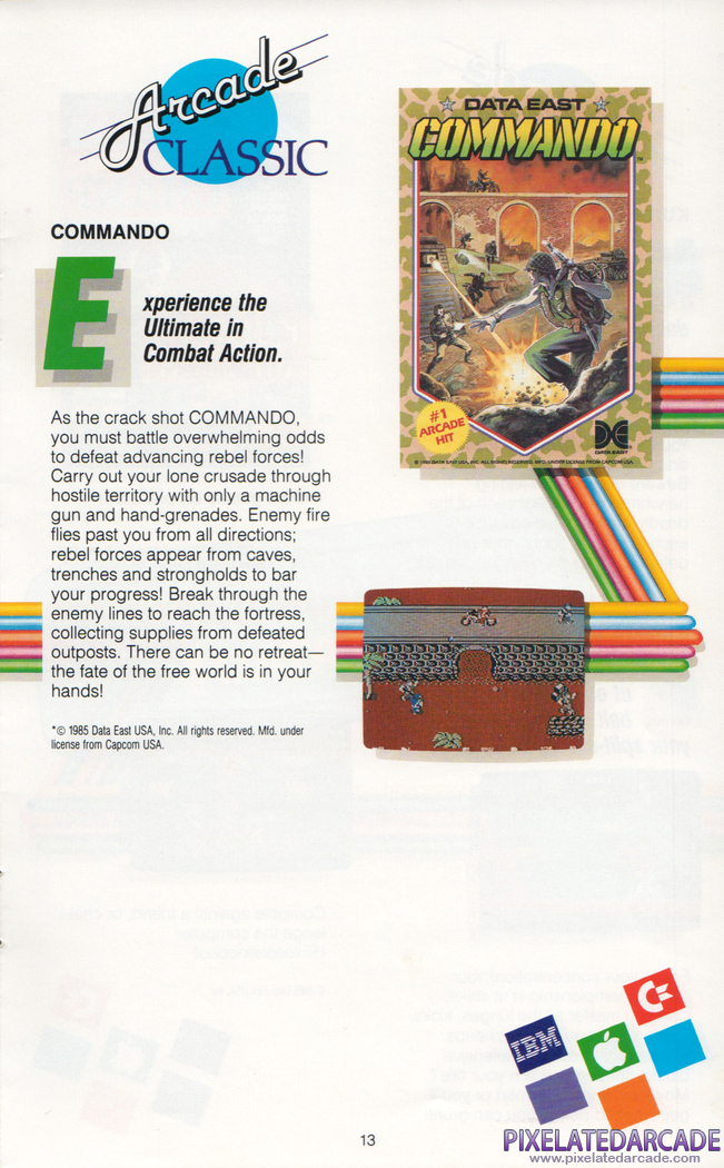 Commando Advertisement: Data East 1989 product catalog