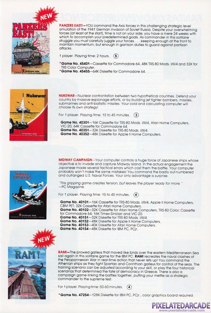 Midway Campaign Advertisement: Avalon Hill 1985 product catalog