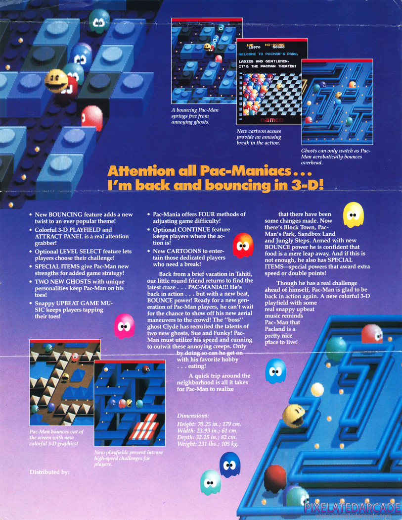 Pac-Mania Advertisement: Pac-Mania flyer - Back