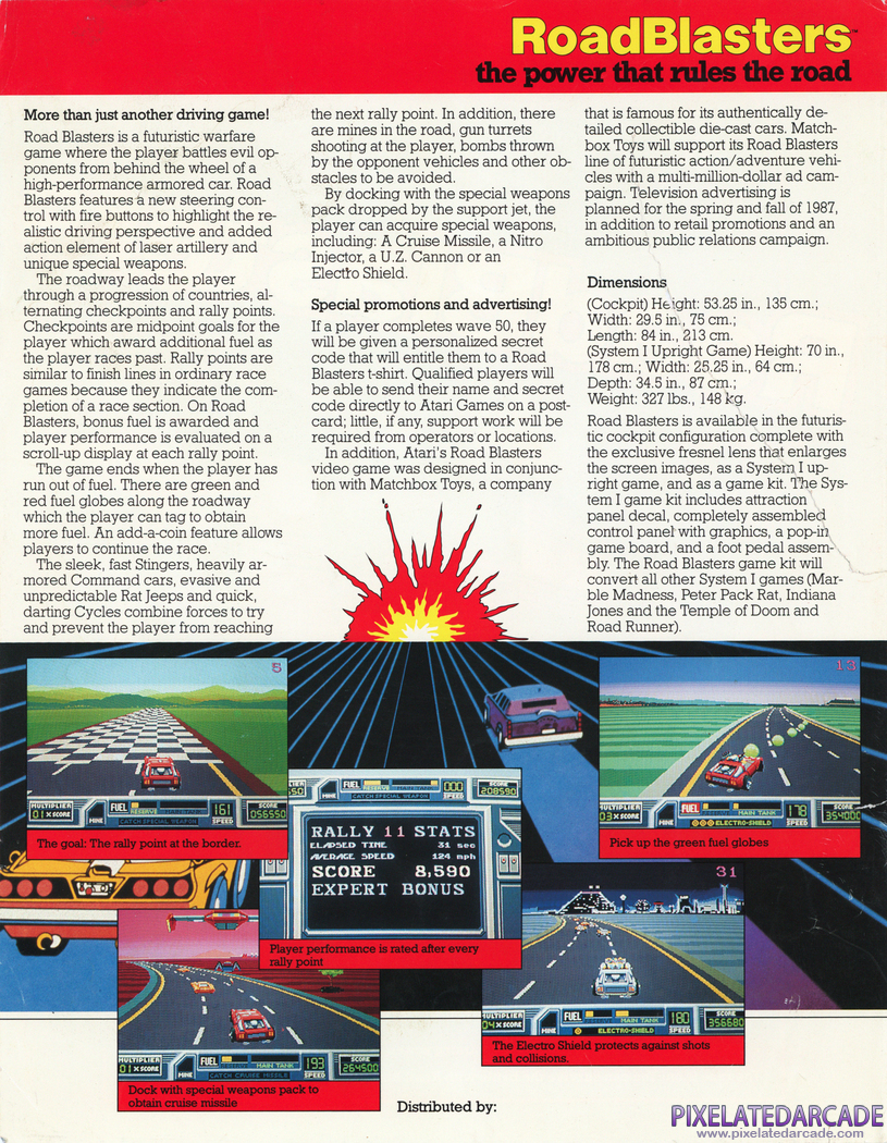 RoadBlasters Advertisement: RoadBlasters flyer - Back