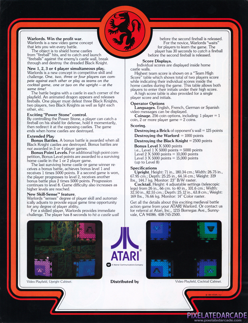 Warlords Advertisement: Warlords - Flyer Back