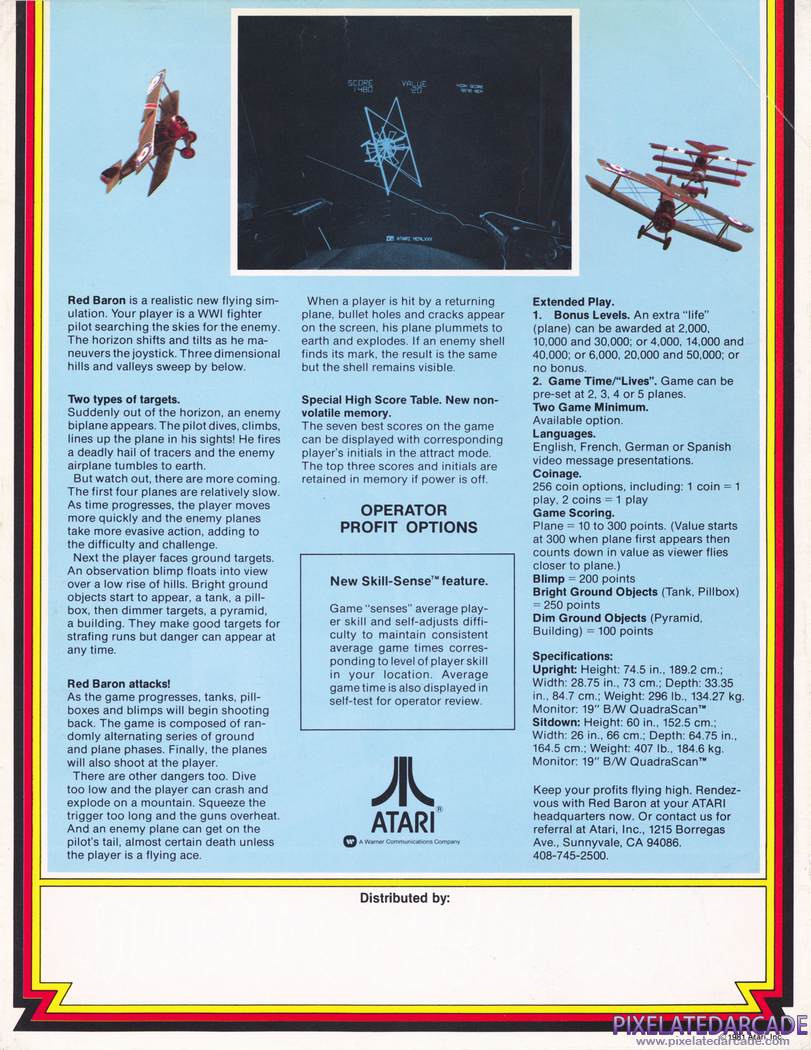 Red Baron Advertisement: Red Baron flyer - Cockpit version - Back