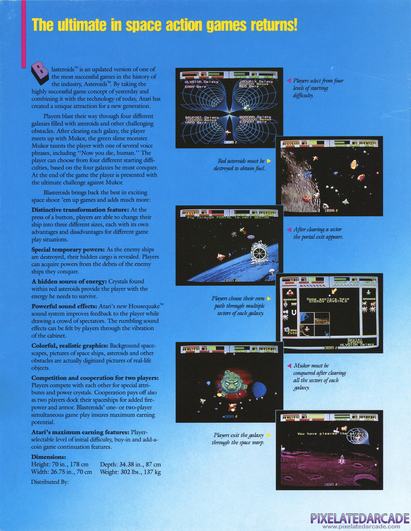 Blasteroids Advertisement: Blasteroids flyer - Back