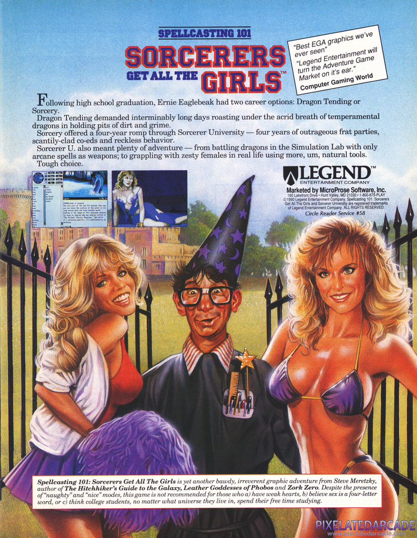 Spellcasting 101: Sorcerers get all the Girls Advertisement: January 1991 magazine ad Spellcasting 101: Sorcerers get all the Girls Advertisement: January 1991 magazine ad