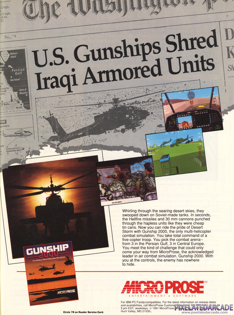 Gunship 2000 Advertisement: October 1991 magazine ad