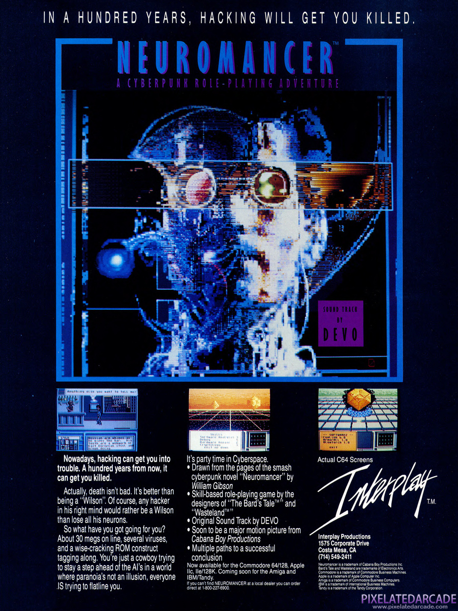 Neuromancer Advertisement: January 1989 magazine ad