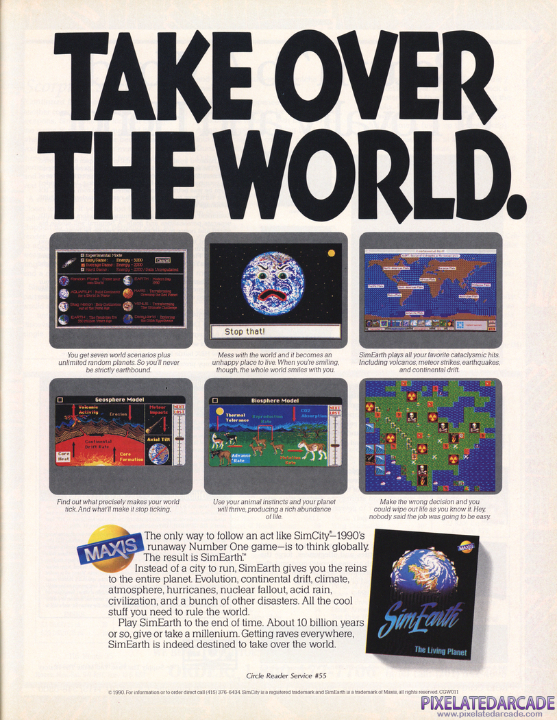 SimEarth: The Living Planet Advertisement: January 1991 magazine ad