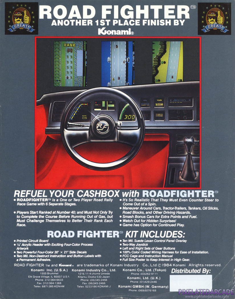 Road Fighter Advertisement: Road Fighter flyer - Back