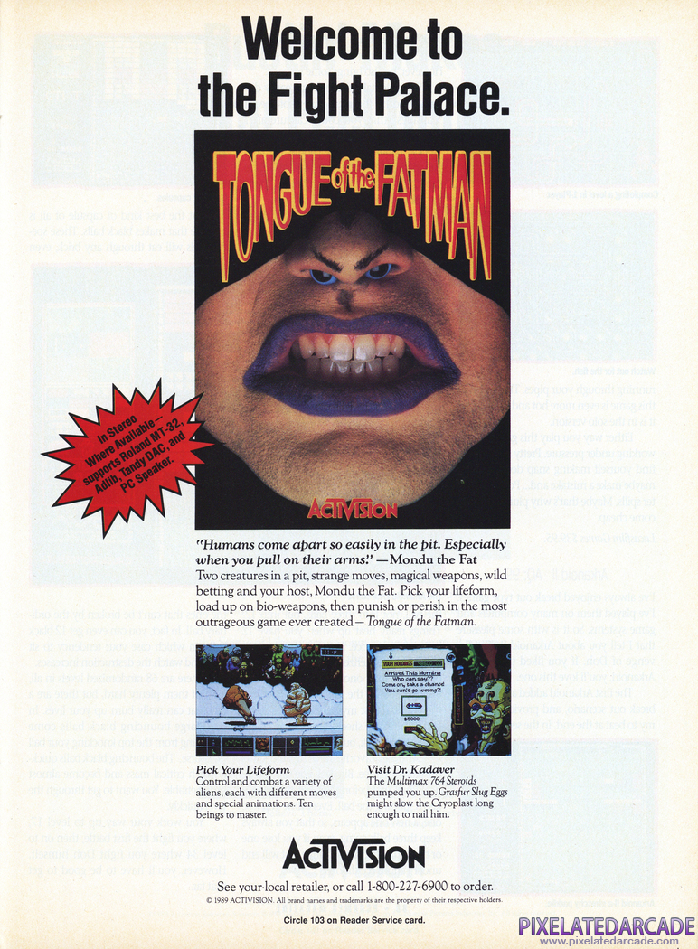 Tongue of the Fatman Advertisement: December 1989 magazine ad