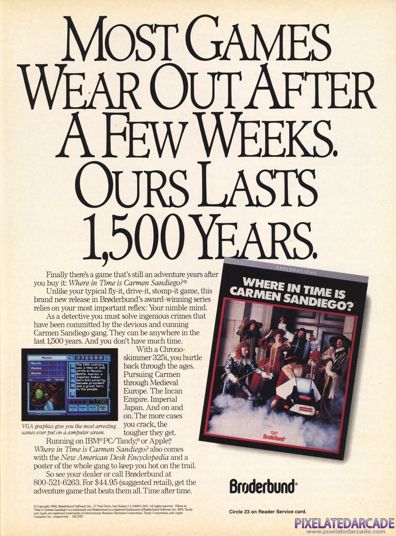 Where in Time is Carmen Sandiego? Advertisement: December 1989 magazine ad