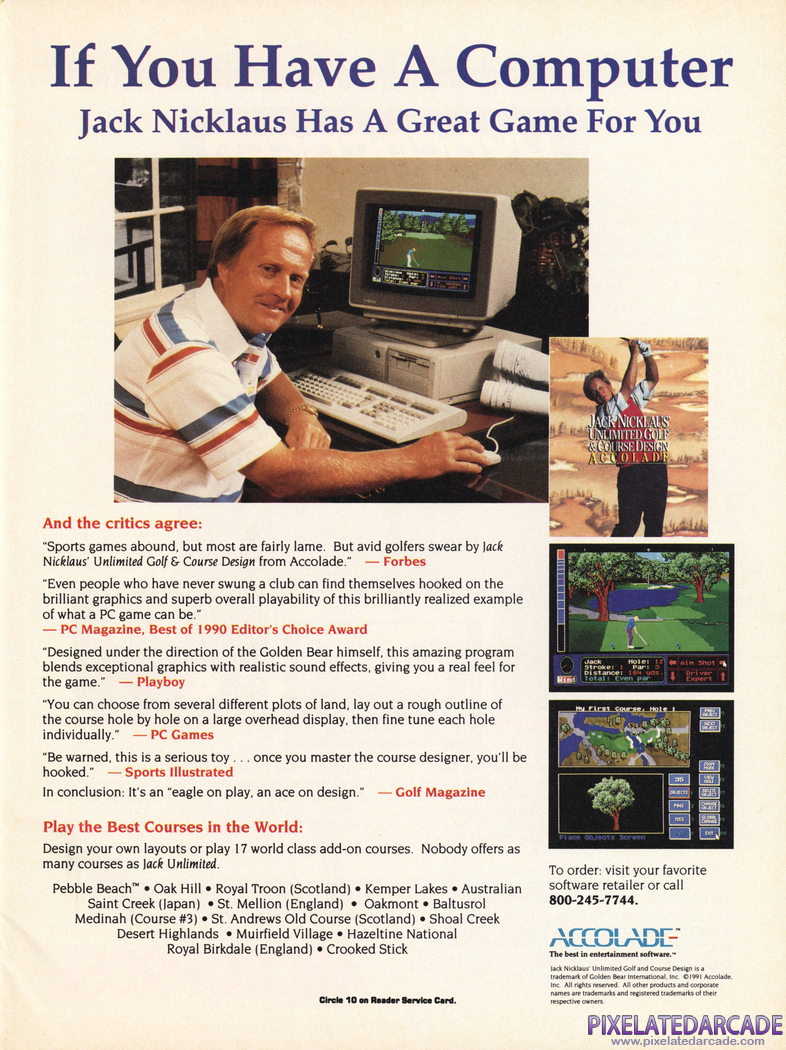 Jack Nicklaus' Unlimited Golf & Course Design Advertisement: December 1991 magazine ad Jack Nicklaus' Unlimited Golf & Course Design Advertisement: December 1991 magazine ad