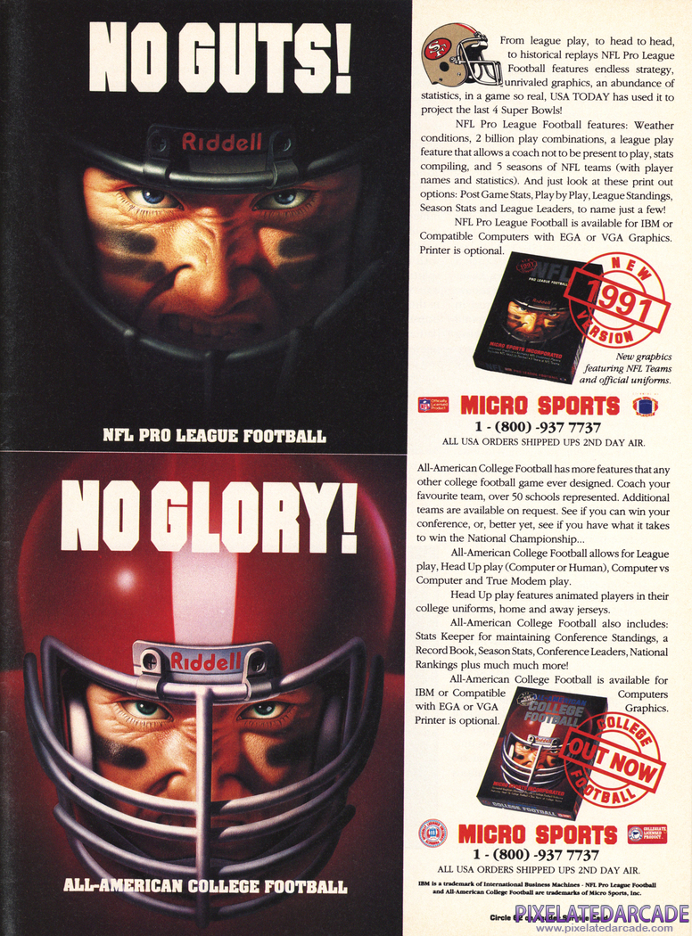 NFL Pro League Football Advertisement: December 1991 magazine ad