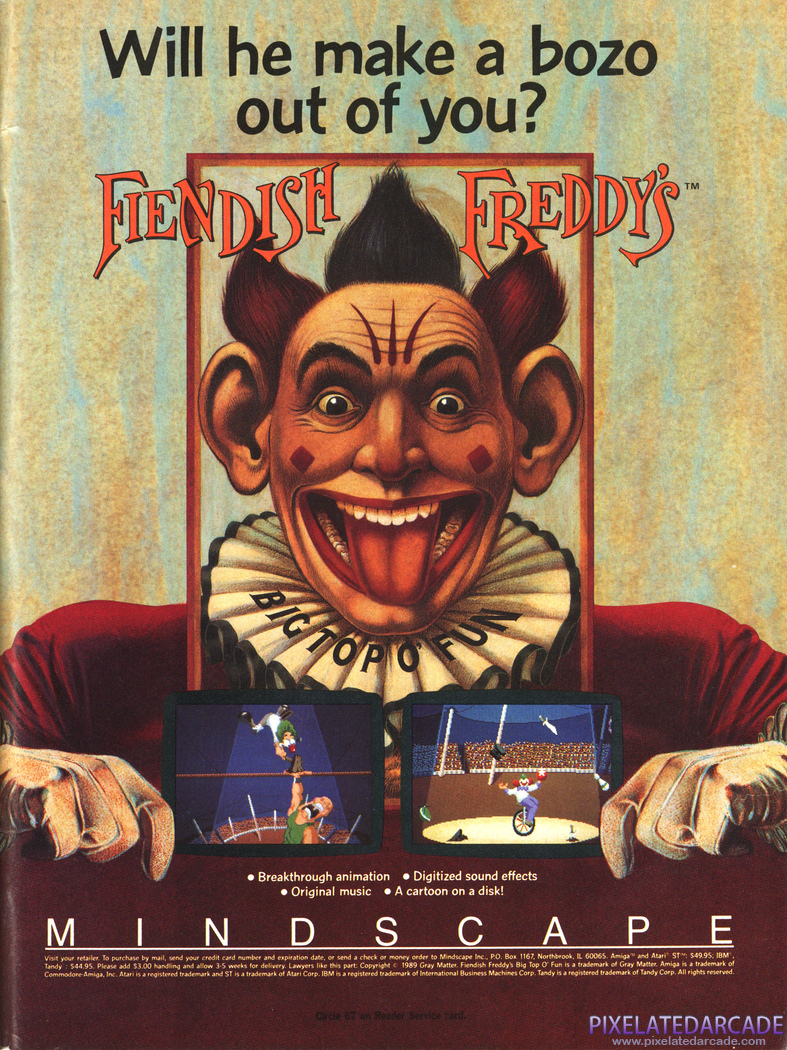 Fiendish Freddy's Big Top O' Fun Advertisement: December 1989 magazine ad