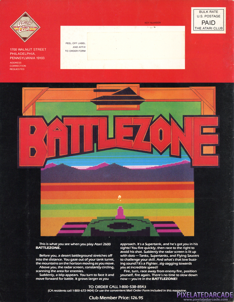 Battlezone Advertisement: Atari Age magazine July/August 1983 promotion