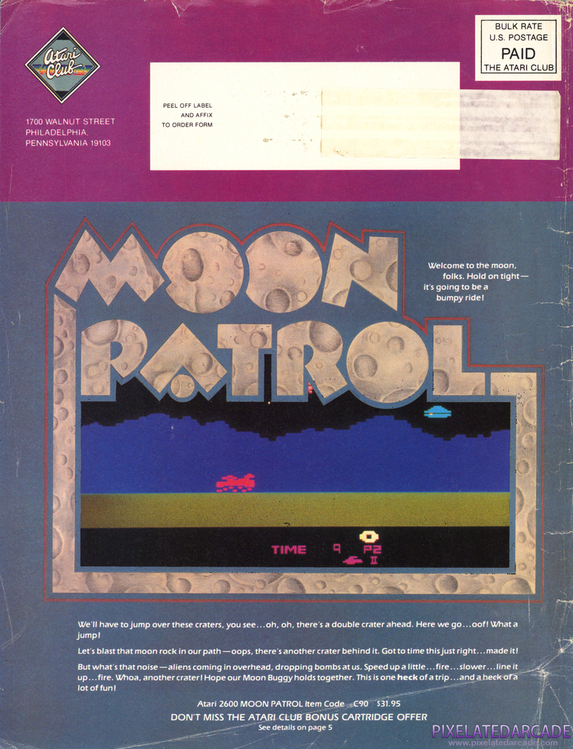 Moon Patrol Advertisement: Atari Age magazine September/October 1983 promotion