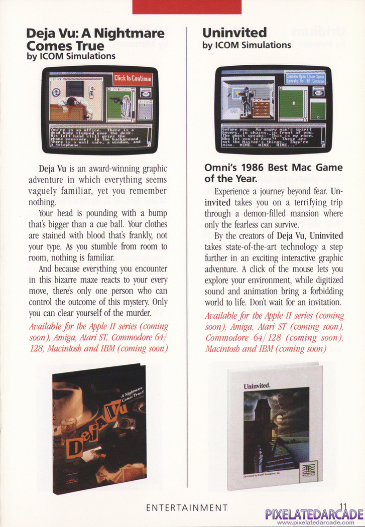 Uninvited Advertisement: Mindscape 1988 product catalog
