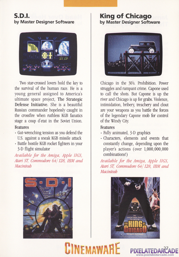 S.D.I. Advertisement: Mindscape 1988 product catalog