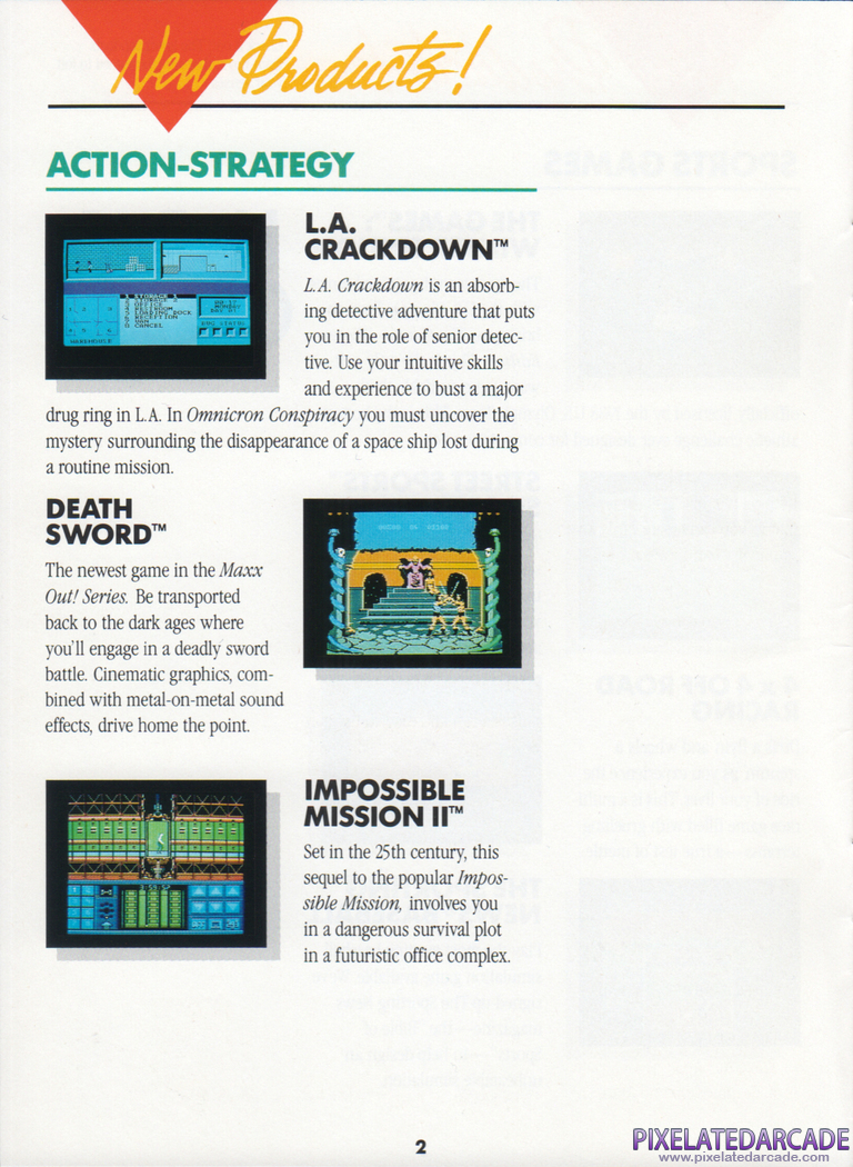 Impossible Mission II Advertisement: Impossible Mission II in the Epyx product catalog